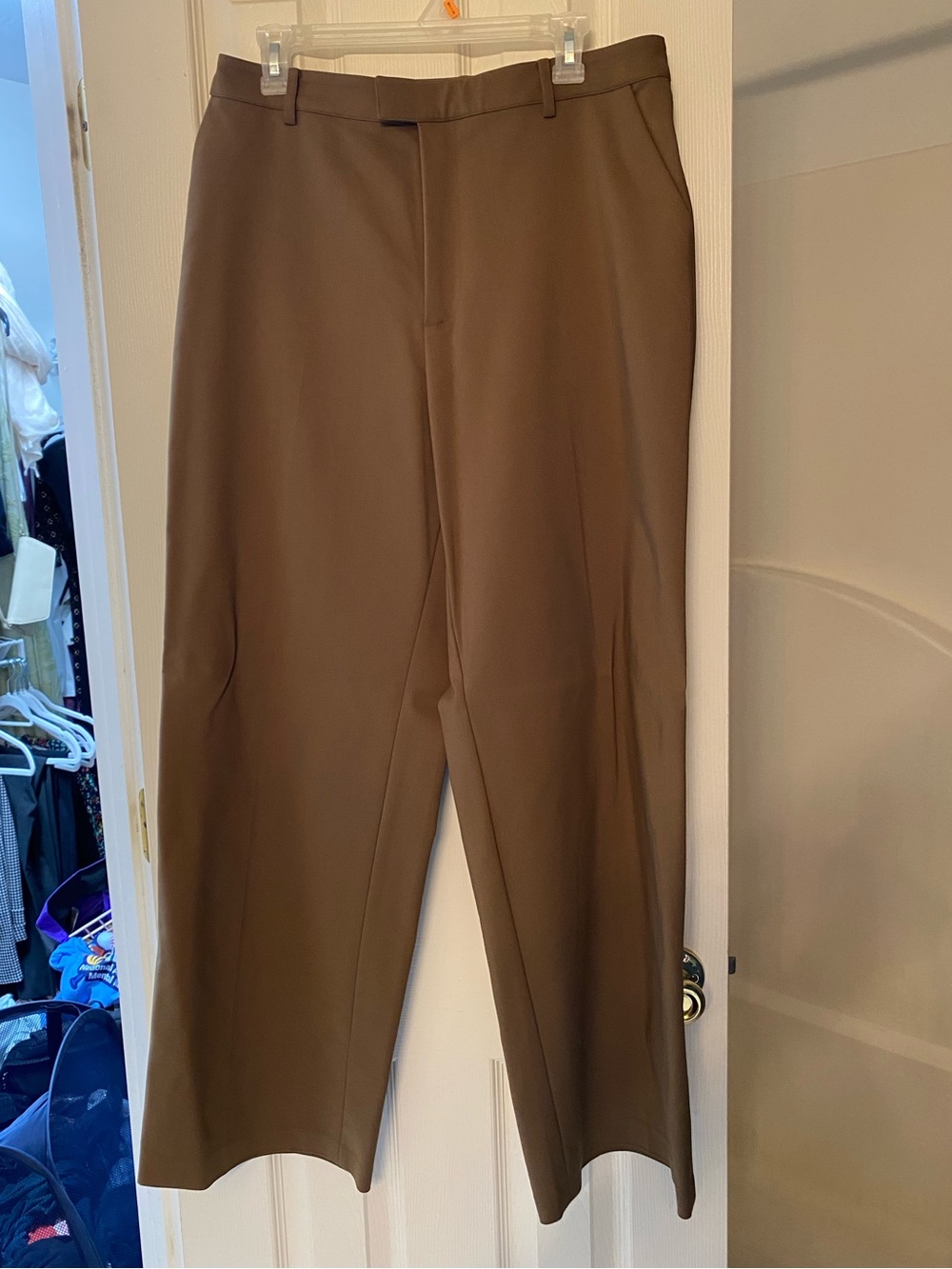 Good American Olive Brown Wide-Leg Trousers